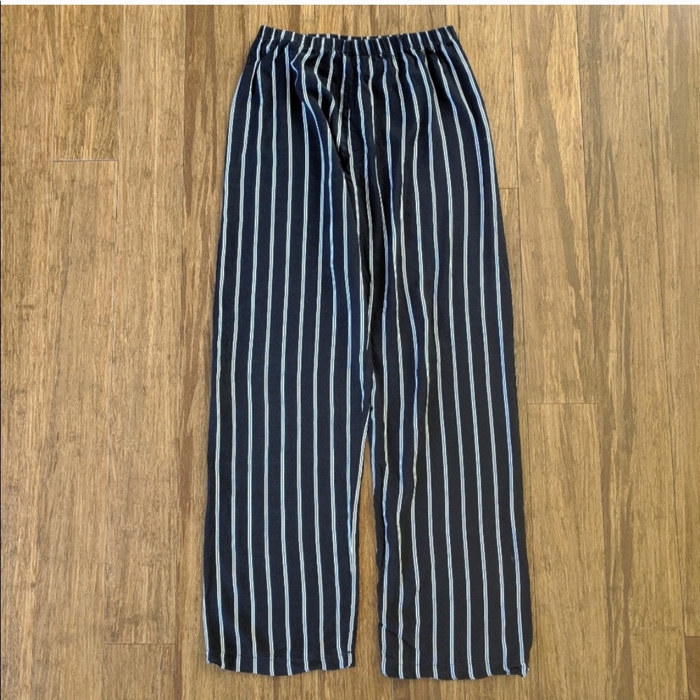 brandy melville navy & white striped frankie pants